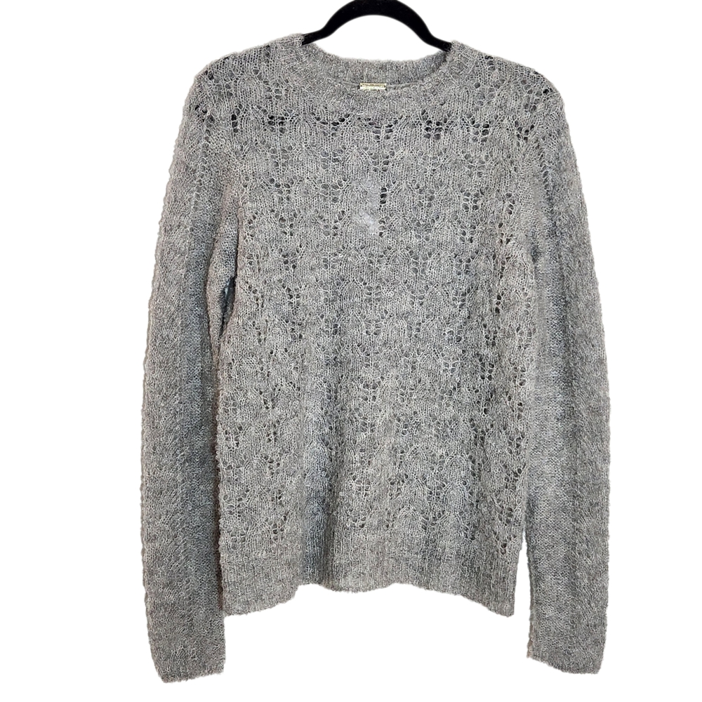 Magaschoni Gray Fuzzy Open Knit Sweater Size Medium NWT